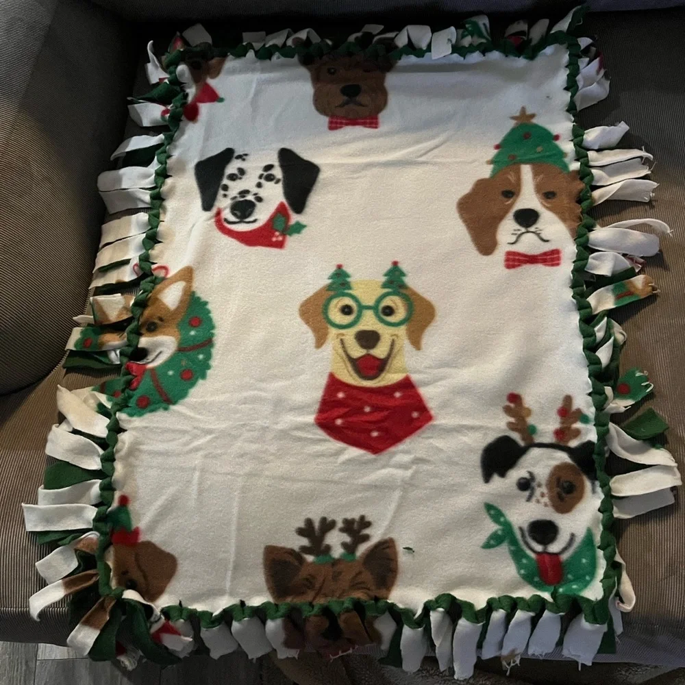 Hand made dog blanket 24x18inches (not including the tassels so slightly larger)